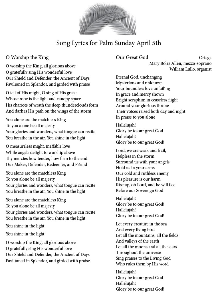 Lyrics For April 5 1 La Jolla Presbyterian Church